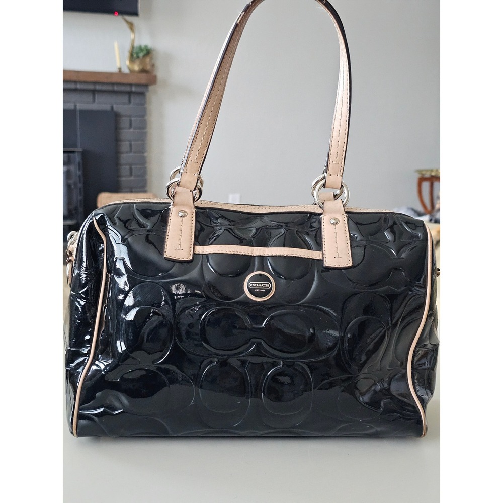 Coach Signature C Black Patent Satchel Bag shoulder bag
